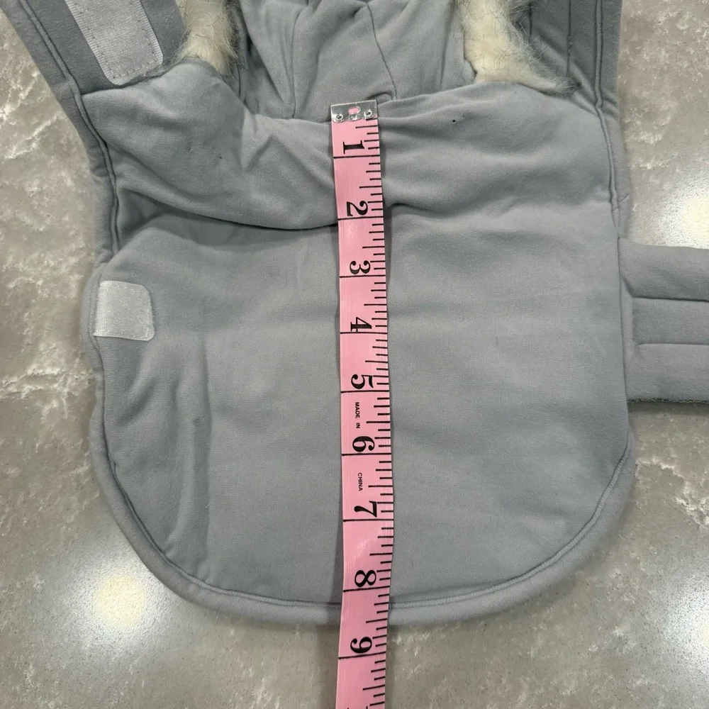 Gray Quilted Dog Winter Coat with Faux Fur Hood Size XS - Picture 8 of 11